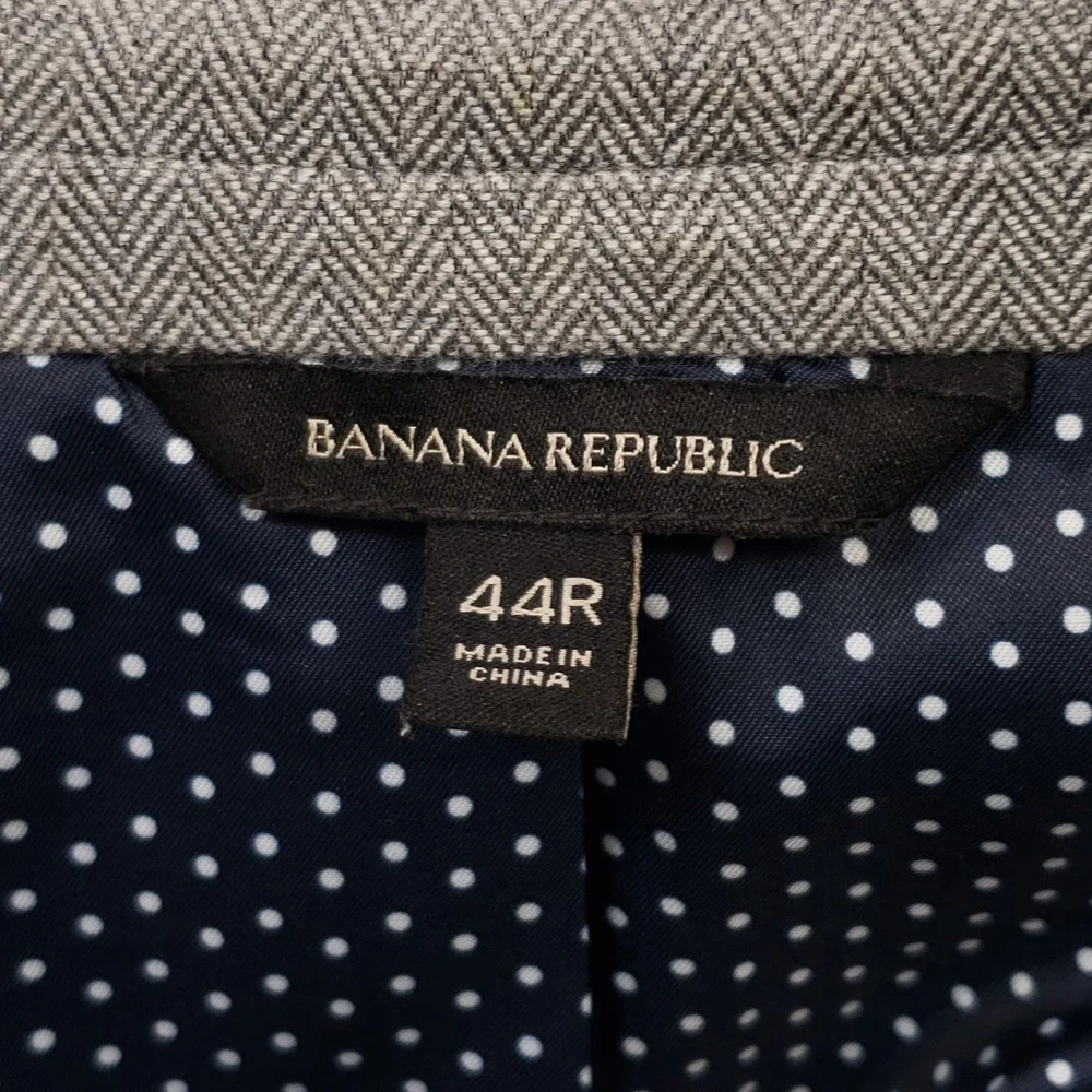 Banana Republic Sport Coat Mens 44R Gray Herringbone Slim Fit Cotton Blazer